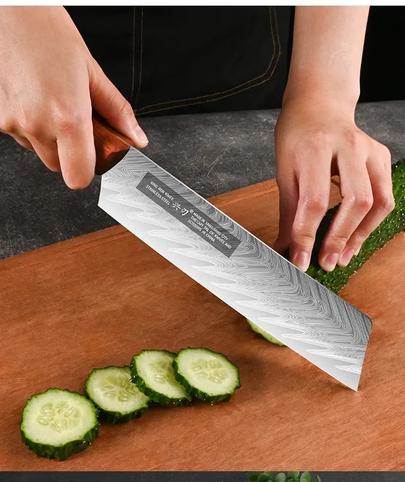 Stainless Steel Kitchen Knife with Laser Pattern 7.5 Inch Cutting Knife Small Handle Stainless Steel Knives 30Cr13 Kitchen Tools