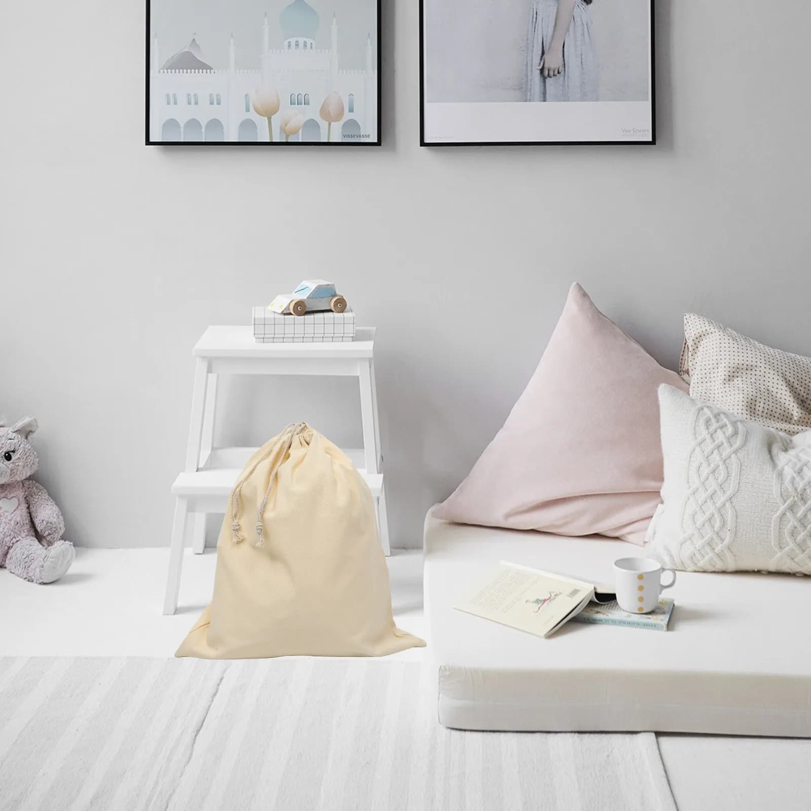 Large Foldable Canvas Bag with Cockpit for Dirty Dresses, Ideal for Home, Hotel, Travel, Bathroom - Bag