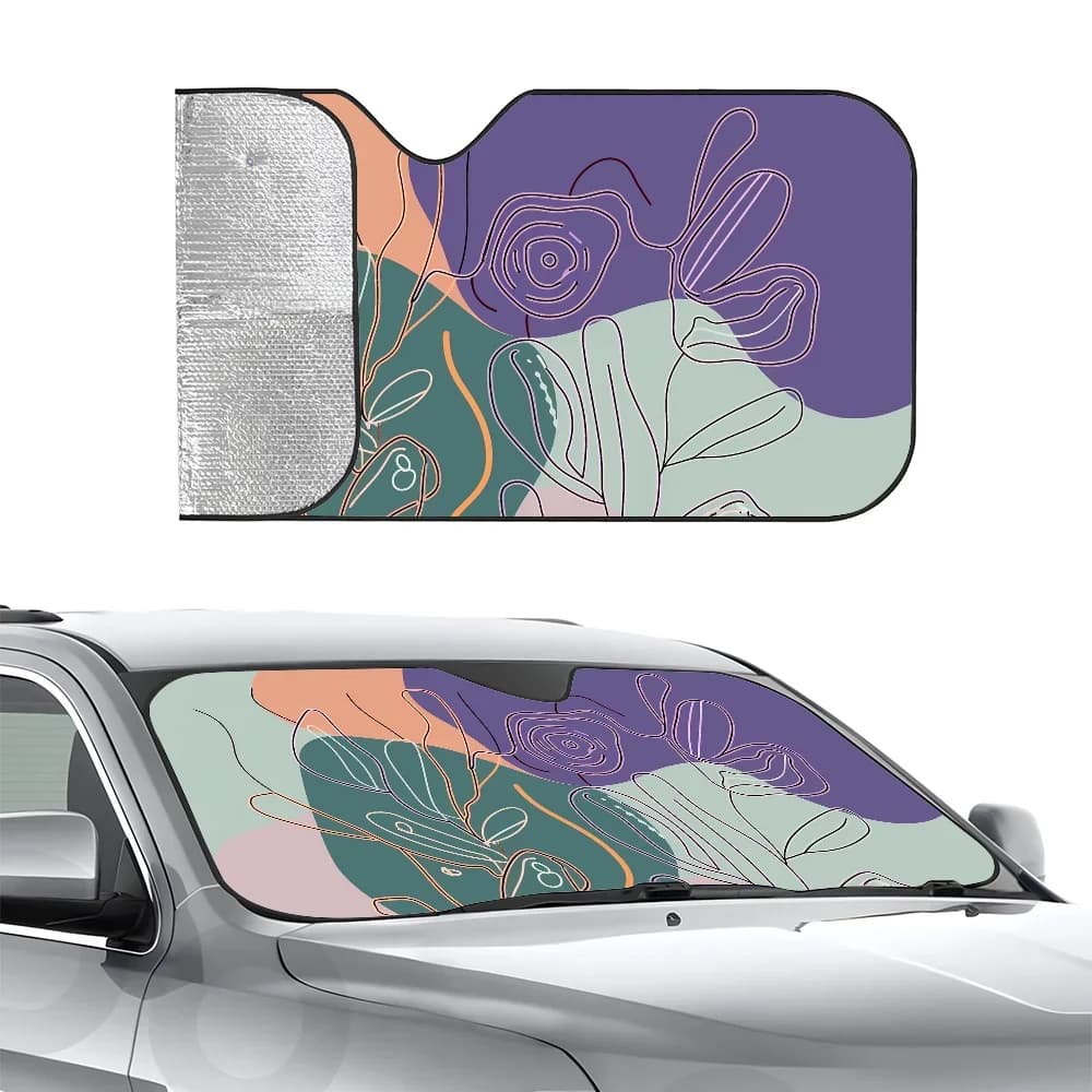 Minimalista Arte astratta Parasole per auto Isolamento a tre strati Parabrezza anteriore per auto Parasole Ventosa Blocchi Raggi UV Sole