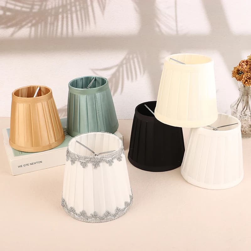 Dia 12CM Lampadario in stile moderno Paralume in tessuto Clip su mini Paralume per lampada da parete Lampada da terra da comodino per camera da letto dell'hotel Copertura a conchiglia