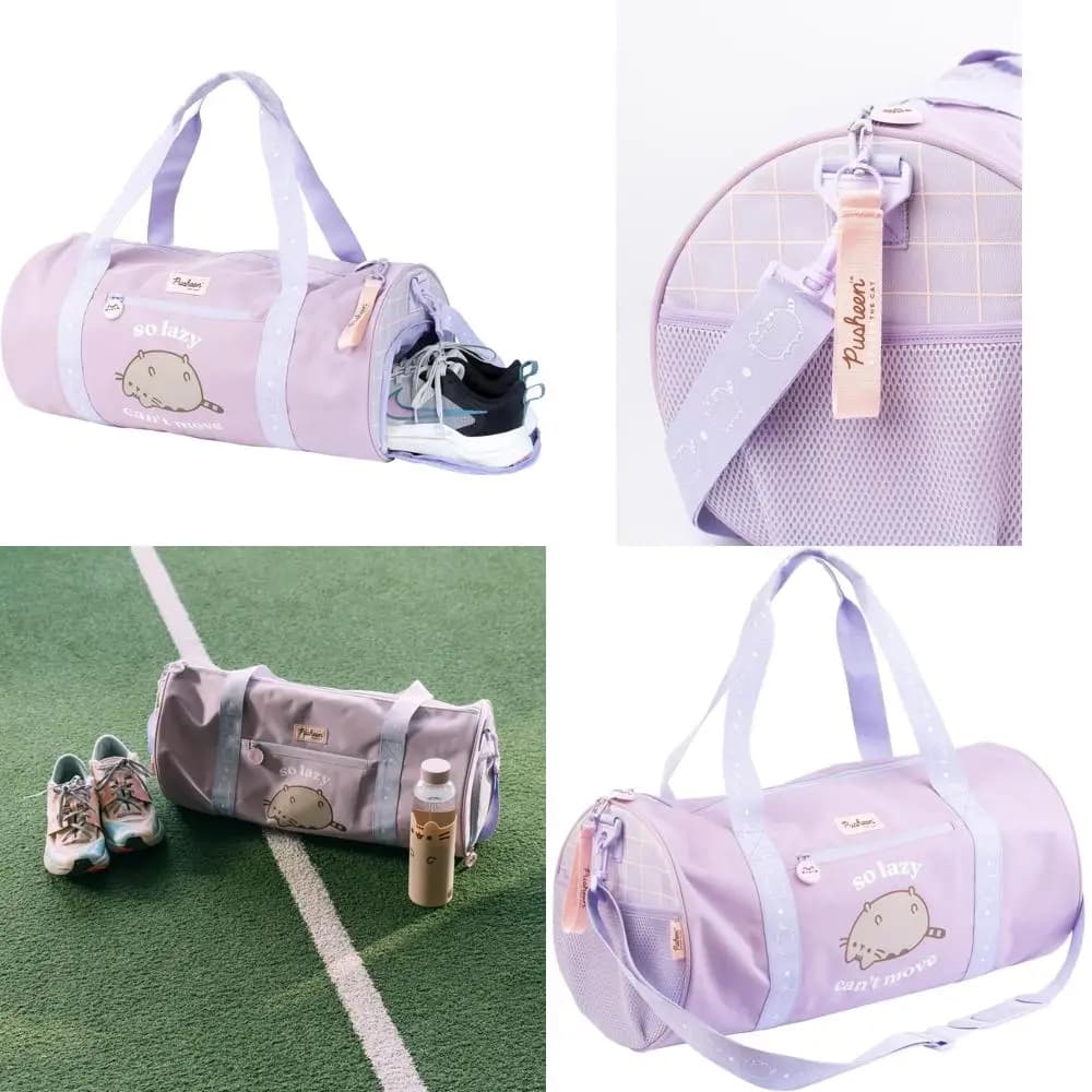 Borsa in poliestere lilla da 38 litri con scomparto per scarpe, ideale per palestra e viaggi