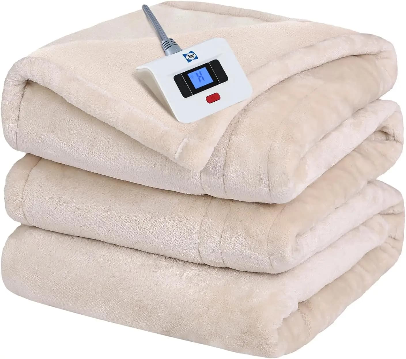 Coperta Elettrica Riscaldata per Letto Singolo con 10 Livelli di Calore, Spegnimento Automatico e Riscaldamento Rapido, Lavabile in Lavatrice, Beige 62x84 Pollici