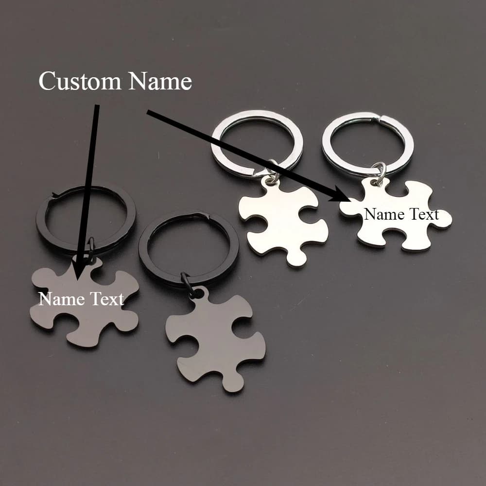 Portachiavi Puzzle Personalizzato in Acciaio Inossidabile, Ciondolo Portachiavi Abbinato, Regalo per Coppie, Fidanzati e Fidanzate
