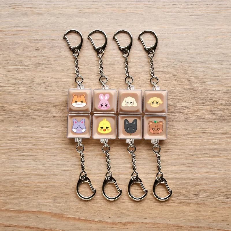 Ateez Glowing Creative Simulation Mechanical Keyboard Keycap Keyring Lovely Bag Decorative Hanging Ornament