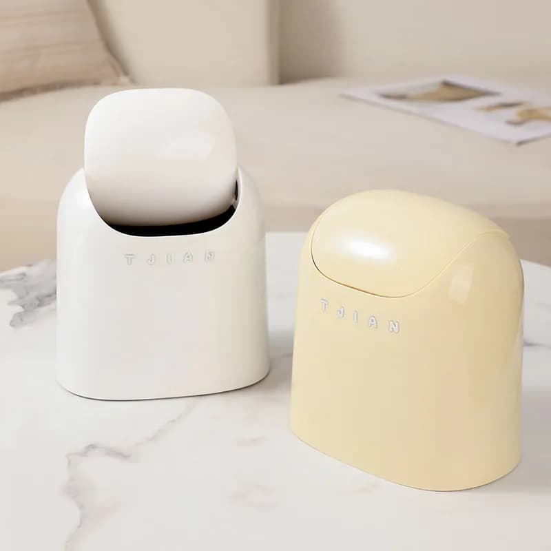 Mini bidone da tavolo piccolo pattumiera tubo con coperchio camera da letto pattumiera pulire spazio di lavoro scatola di immagazzinaggio scrivania piccola pattumiera