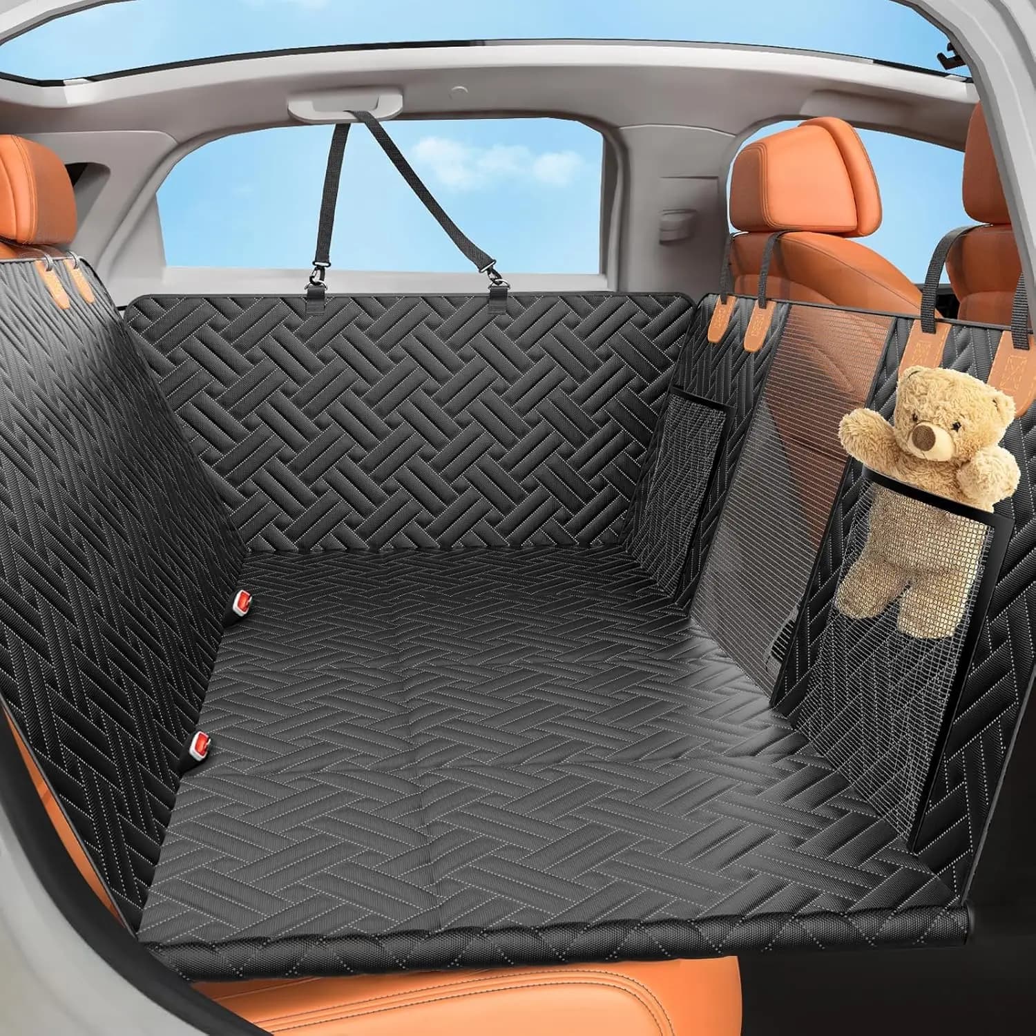Back Seat Extensor for Dogs, Auto Covers with Rigid Bottom and Window on Network, Waterproof