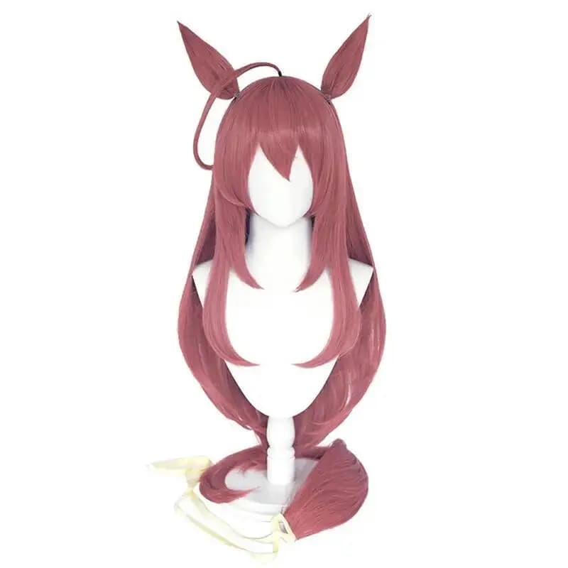 Uma Musume Pretty Derby Mihono Bourbon Parrucca Cosplay Parrucca lunga diritta Orecchie Halloween Capelli sintetici resistenti al calore