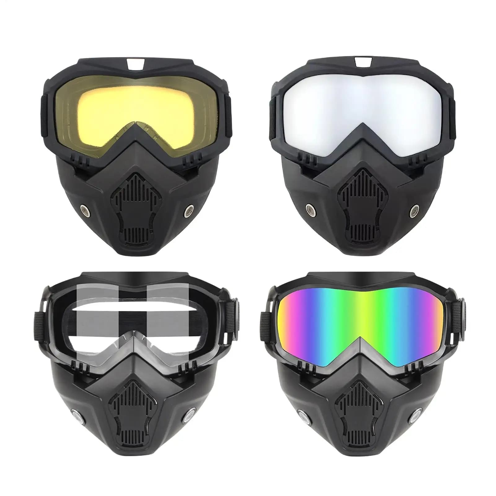 Detachable full-face goggles Motorcycle Goggles Anti Fog Full Face Ski Detachable Masque Goggles Outdoor Sports Riding Glasses