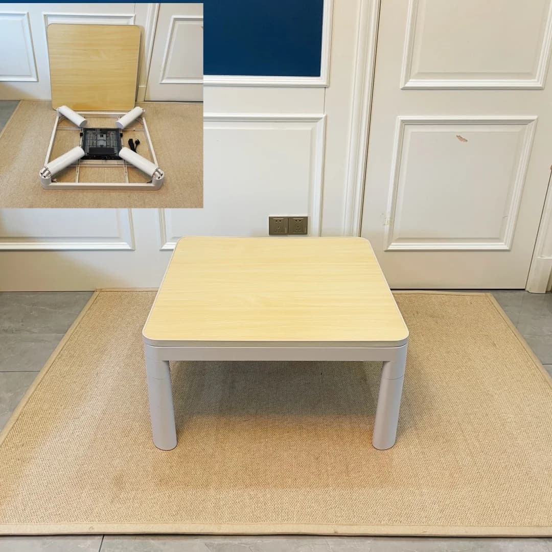 Gambe pieghevoli Tavolo Kotatsu giapponese con riscaldatore Scaldapiedi quadrato 75 cm Riscaldamento Tavolino Kotatsu Mobili giapponesi Inverno caldo