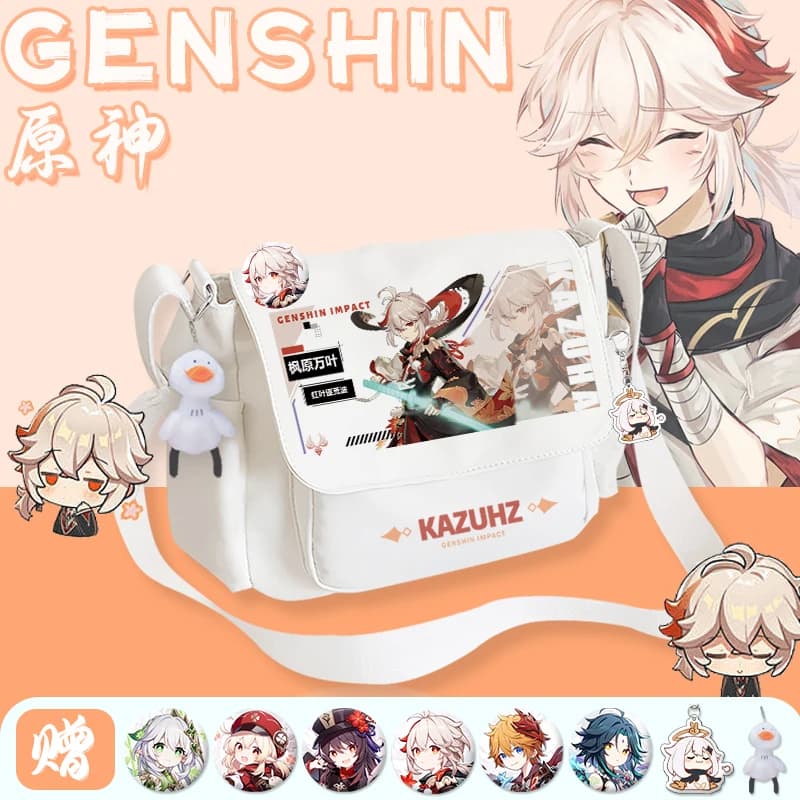 Fashion Anime Kaedehara Kazuha borse a tracolla Genshin Impact Focalors Cosplay School Bags zaino antico studente Casual Large