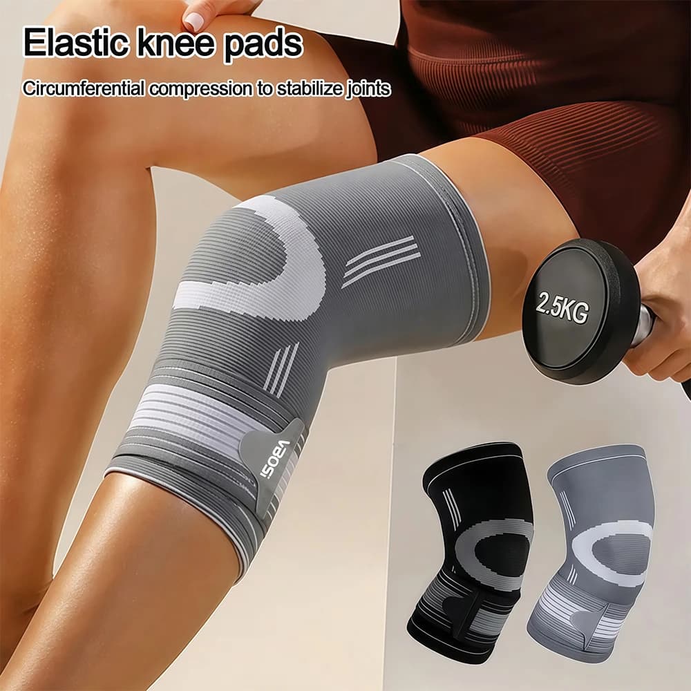 1 piece Sports Knee Support Sleeve, Elastic Knee Brace, Adjustable Compression Strap for Basket, Football, Running