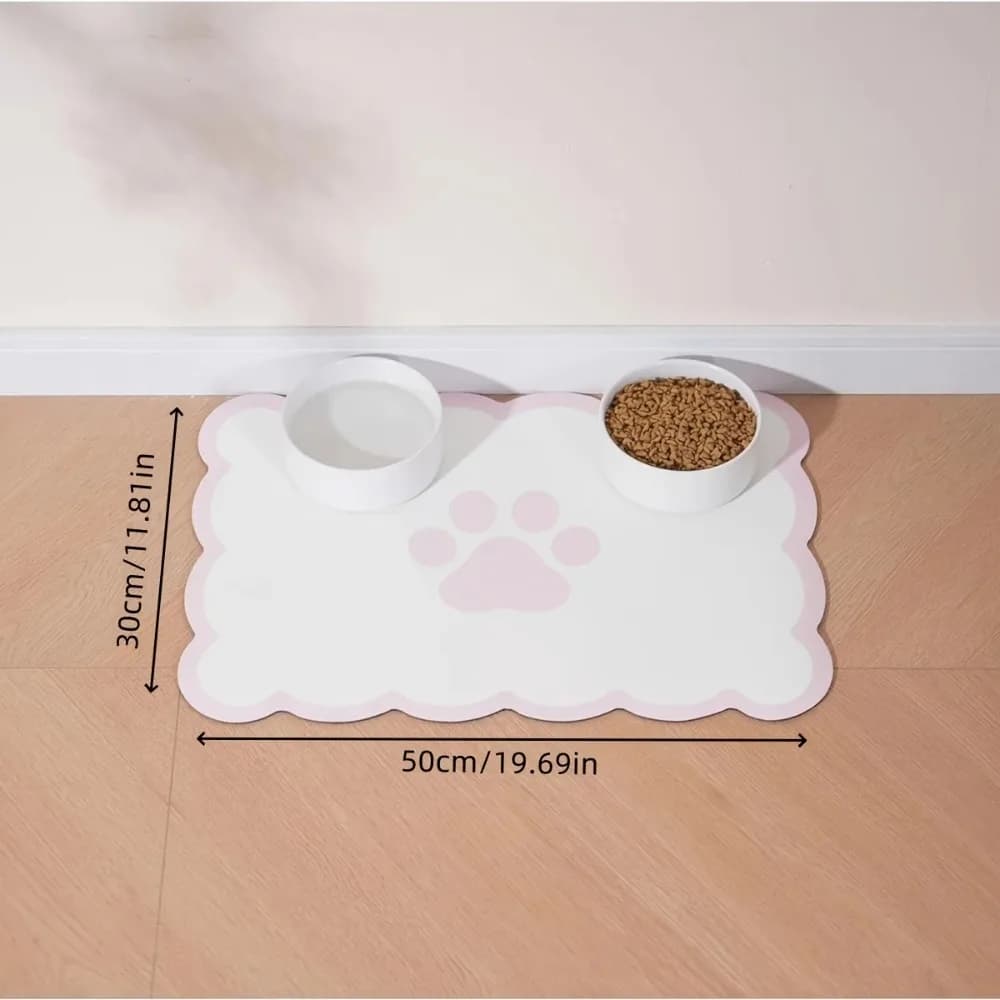 Cute Paw Print Pet Feeding Mat Non‑Slip Floor Protector Pad for Dog Cat Water Food Feeding