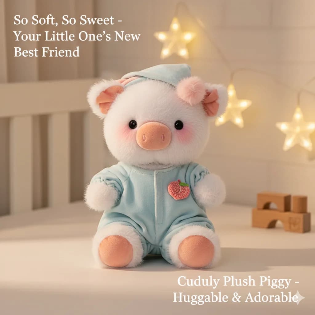 NUOVO giocattolo di peluche di maiale del fumetto Kawaii che indossa una tuta blu adorabile bambola di peluche per il letto delle ragazze cuscino per dormire regalo di compleanno