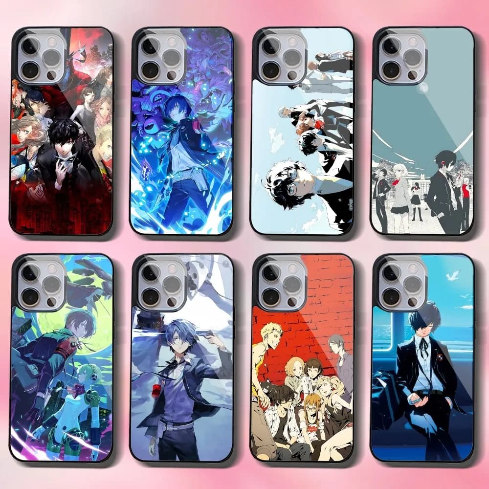 P-Persona 5 Anime Cassa Del Telefono Per IPhone 16 15 14 13 Pro Max 11 12 Mini Alex Specchio Per Magsafe Copertura di Ricarica Wireless