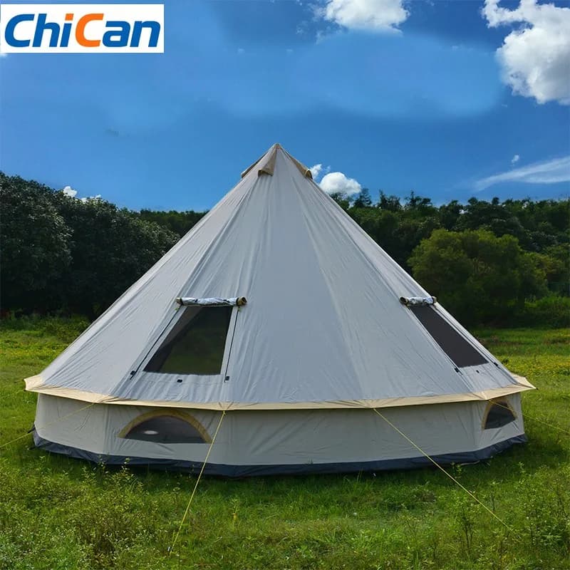 【Hot】6-10Persons Glaming Luxury Mongolia Yurt Family Travel Hiking Antistorm Outdoor Camping Castle Tent Silver Coated UV Functi
