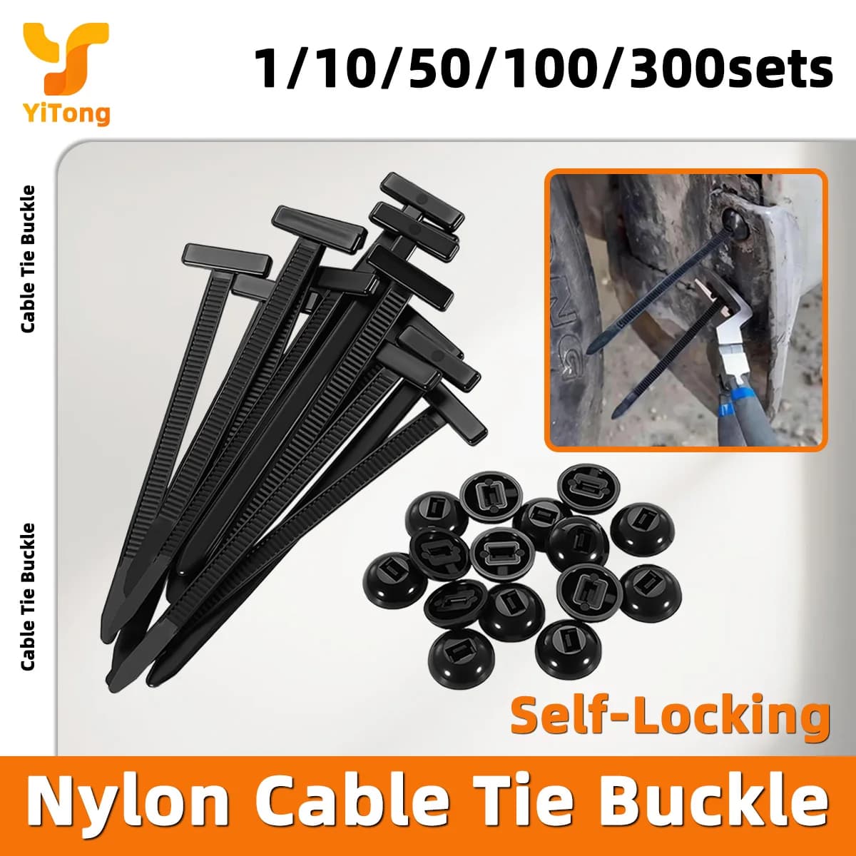 Yitong 1-300PCS Universal Nylon Cable Tie Buckle Multifunctional For Fastener Car Fixed Through The Core Mudguard Fender Lining