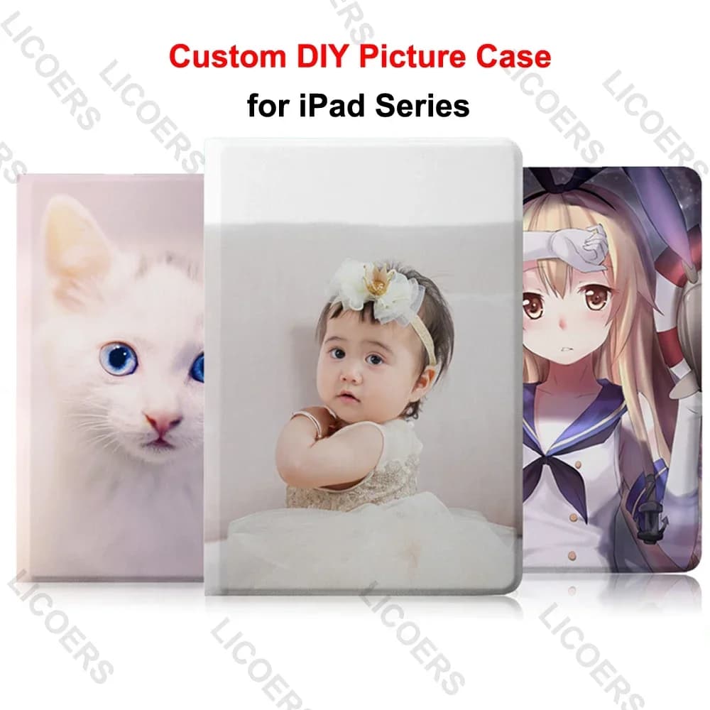 Custodia fotografica personalizzata fai da te per iPad Pro 13 2024 2022 2020 9.7 pollici Air 12.9 11 10.5 Mini 3 4 5 Immagine Tablet PU Cover Pen Slot Shell