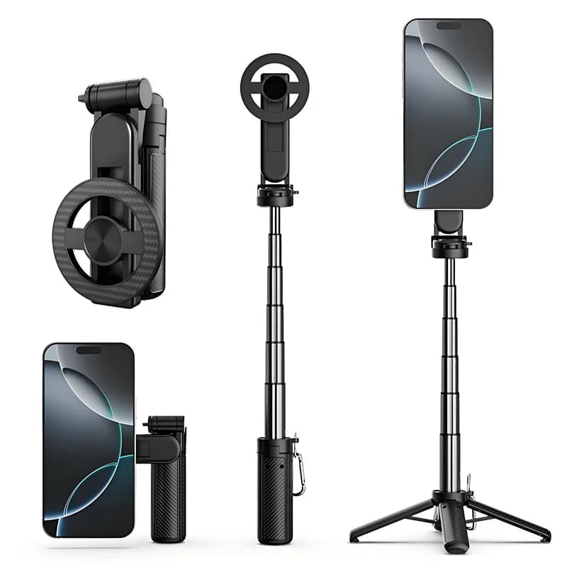 Selfie Stick telescopico portatile magnetico T20 360 ° Rotazione universale per iPhone 16 15 14 13 12 11 Samsung Xiaomi Viaggio all'aperto