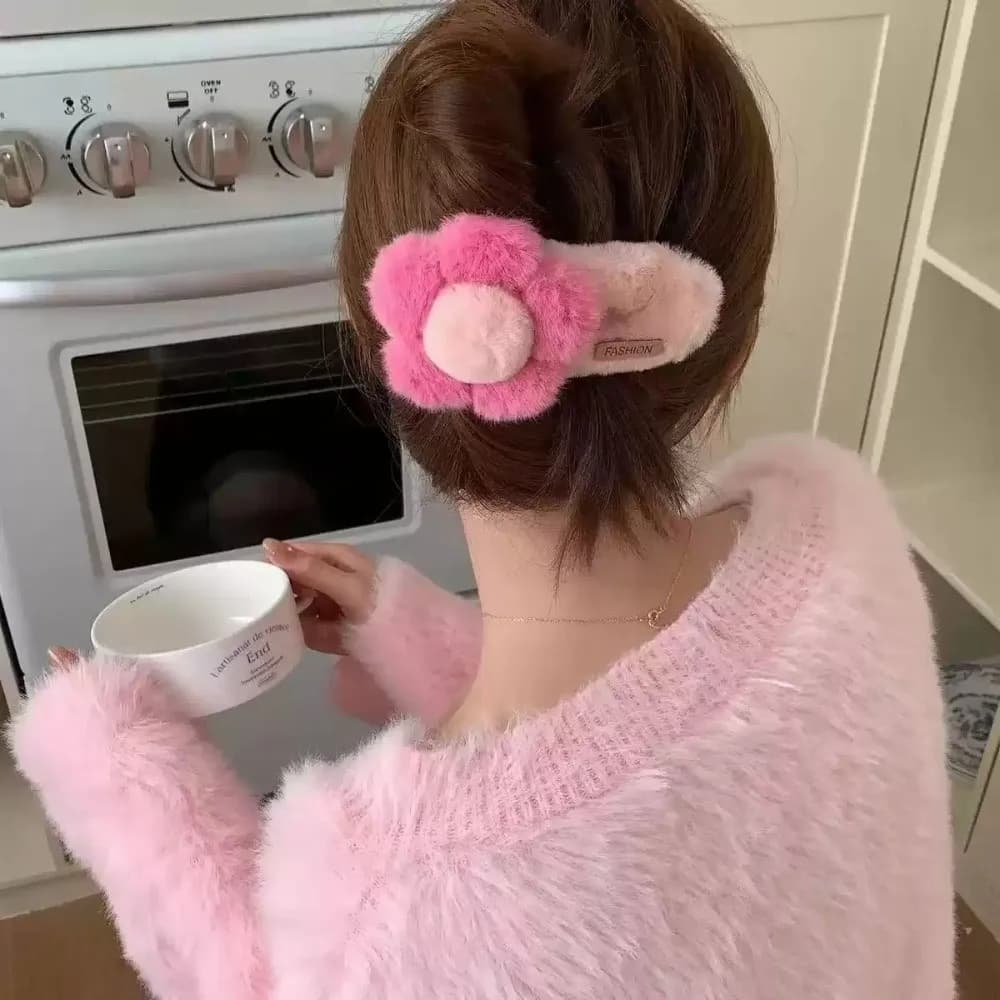 Gift Sweet Flower Hair Clip Fashion Cute Headwear Accessories Large Soft Duckbill Clip Daily
