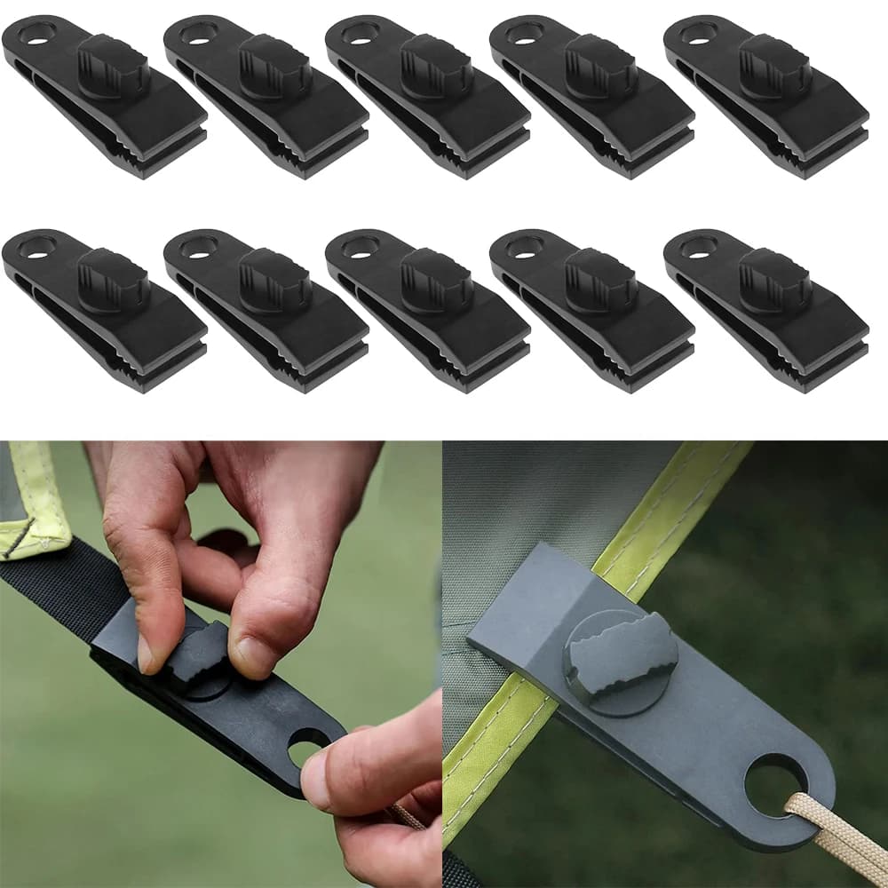 10/20 pcs Outdoo Heavy Duty Tent Clip Tarp Grip Grip Tent Clamps for Telons Tents Camping Car Pool Covers