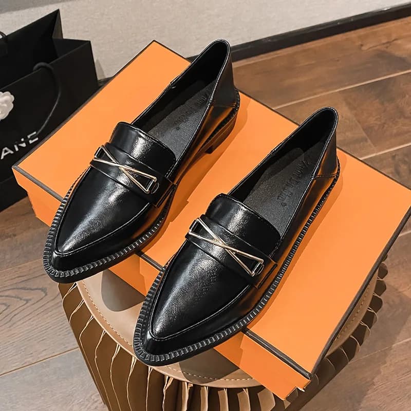 New Women's Shoes Casual Fashion Shoes High Heel Leather Shoes Preppy Style Moccassini brief-on girl