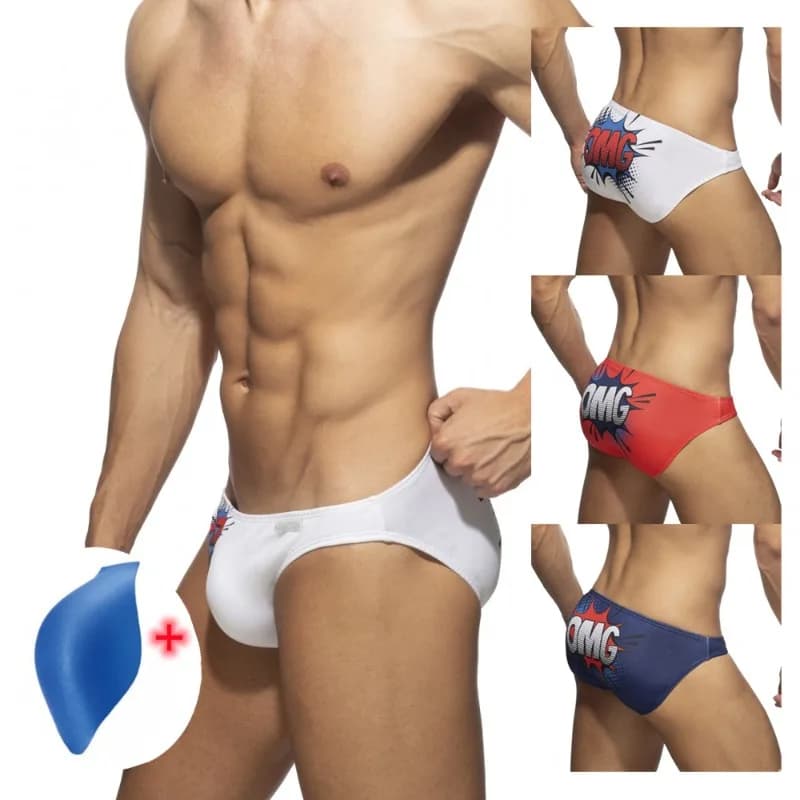 Costumi da bagno estivi da uomo Slip da bagno Bikini a vita bassa Costume da bagno Intimo con coulisse Push Up Pad Costume da bagno Pantaloncini da spiaggia