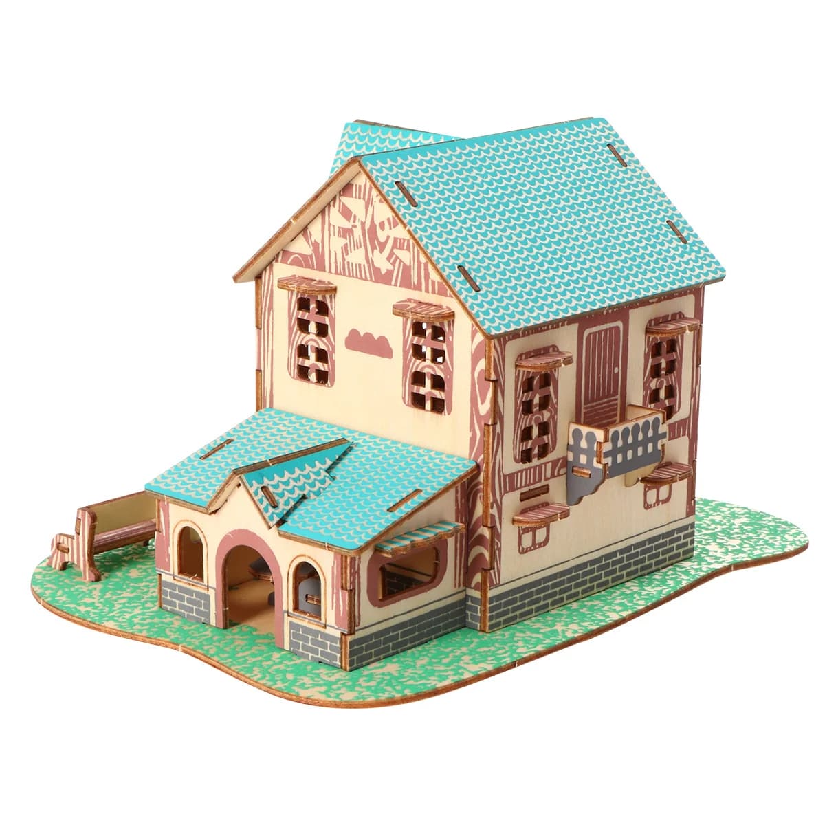 Puzzle educativo in legno con design a colori brillanti in legno 3D per bambini Casa in legno per lo sviluppo della coordinazione occhio-mano