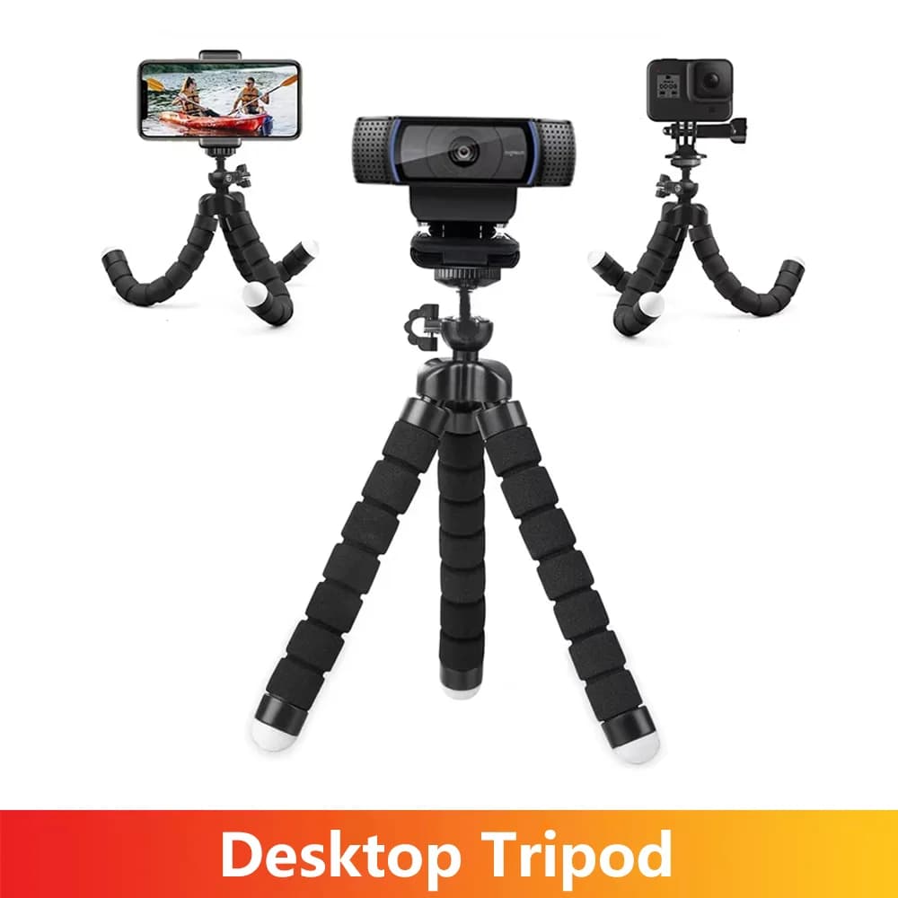 Mini Flexible Octopus Tripod with 360° Ball Head, 1/4" Screw Portable Desktop Stand for GoPro Camera Webcam Smartphone Vlogging