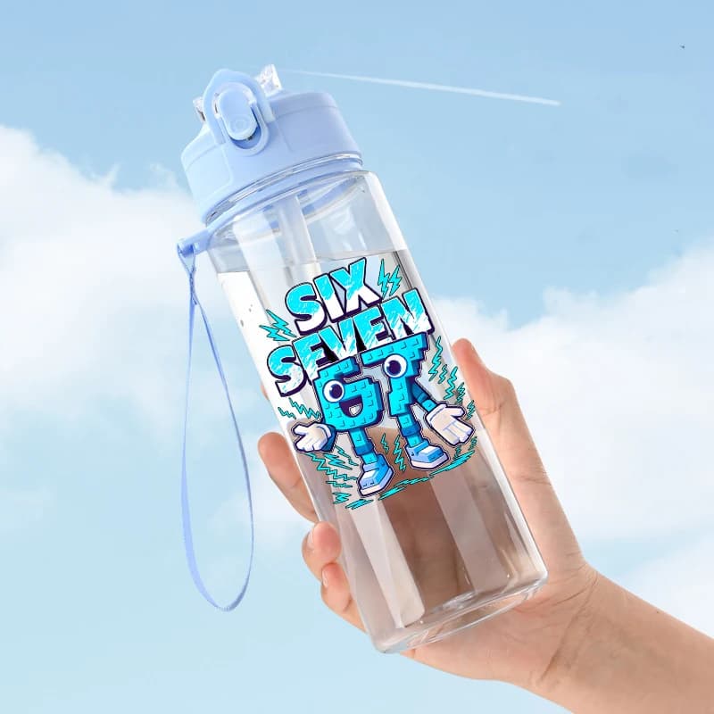 Borraccia da 600 ml con cannuccia, design Kawaii, per bambini, sport e regali di compleanno
