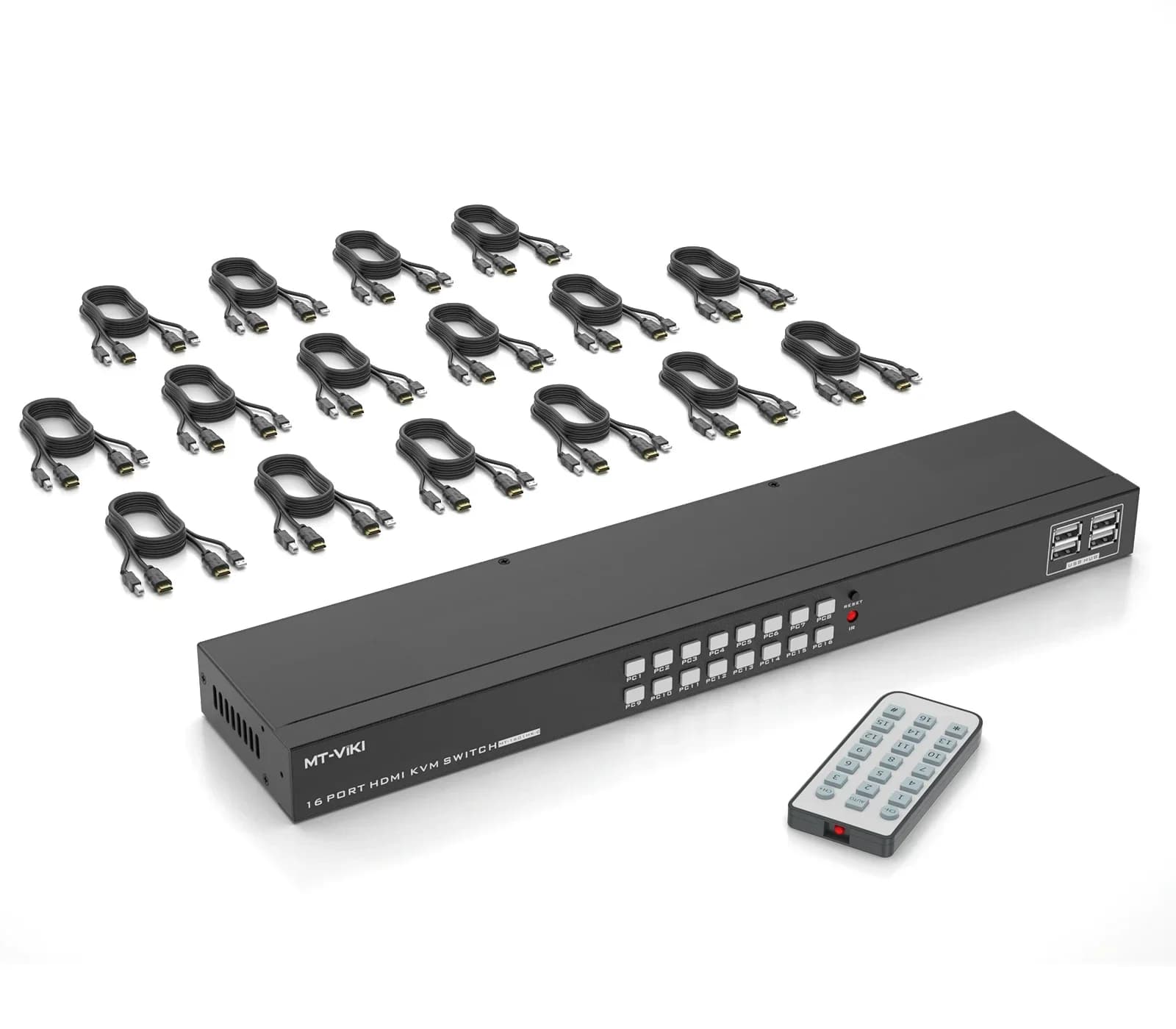 KVM HDMI 4K 16 port + cable switcher, KVM USB HDMI switcher console for mounting on MT-VIKI 16x1 4K 30Hz rack 1U