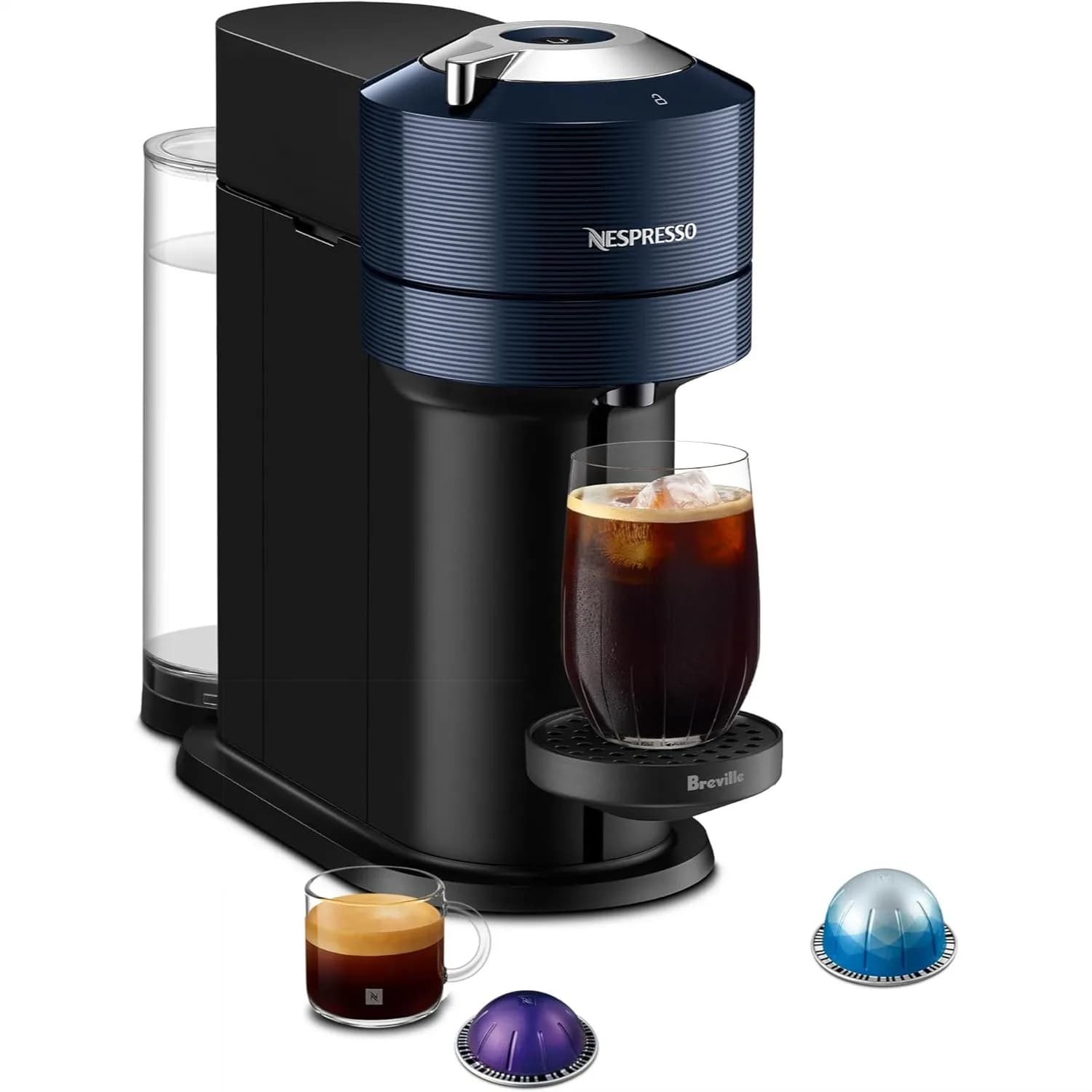 Macchina per Caffè ed Espresso Nespresso Vertuo Next, 7 Formati di Tazza, Blu Navy