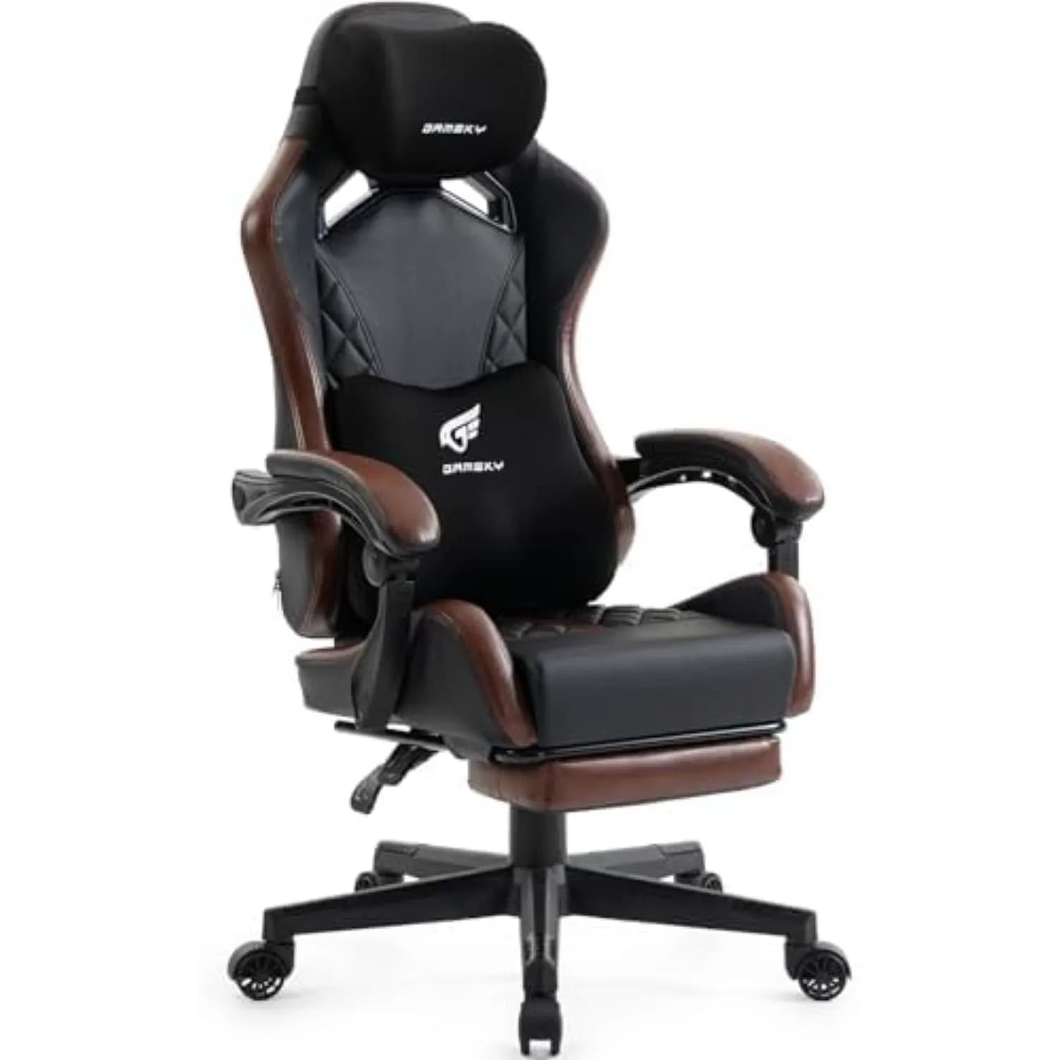 Ergonomic Gaming Chair for Adults with Footrest - PU Leather Computer Gamer Chair with Memory Foam Headrest & Lumbar