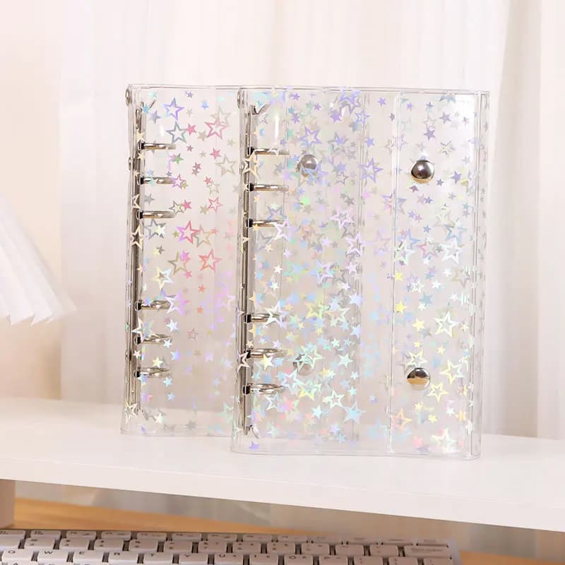 M5 A6 A7 Transparent Laser Star Loose Leaf Binder Cover Journal Sketchbook Accessories Diary Office Supplies