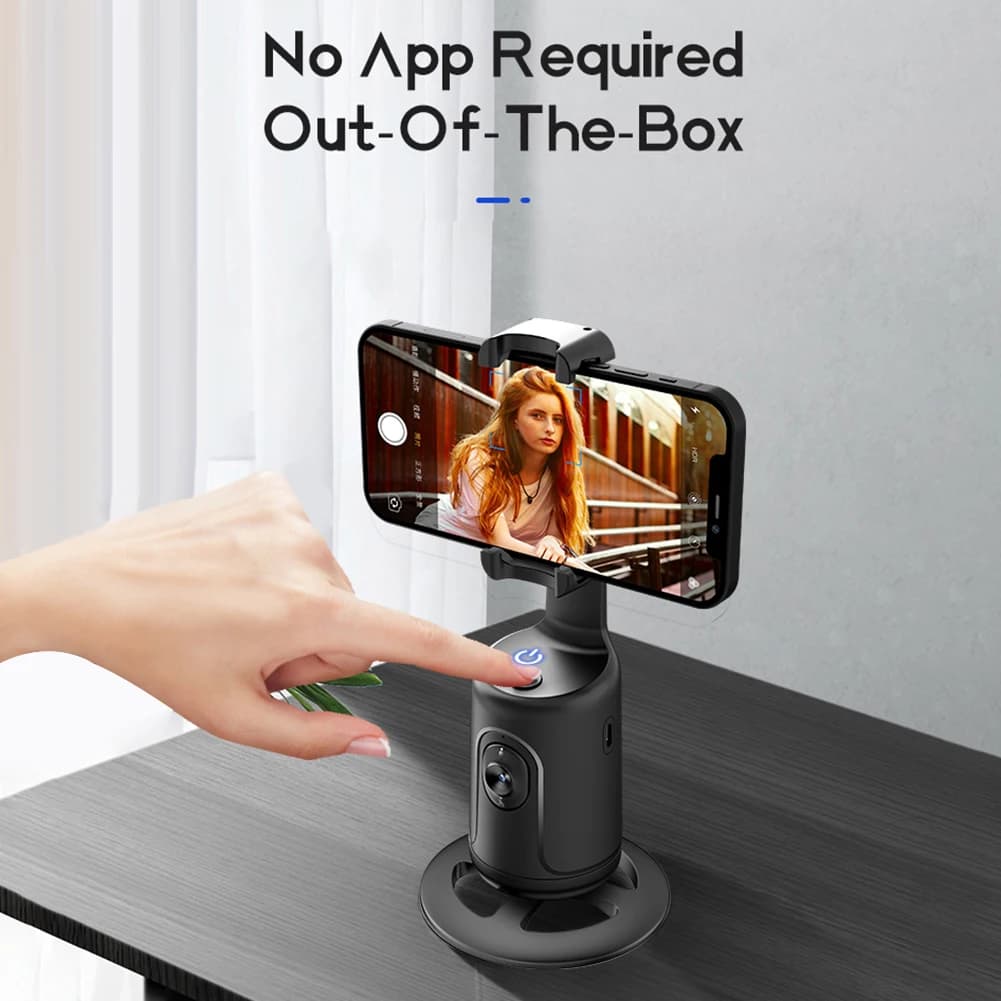 Gimbal Intelligente Portatile con Rotazione a 360°, Tracciamento Desktop, Asta Selfie e Treppiede per Fotografia Live
