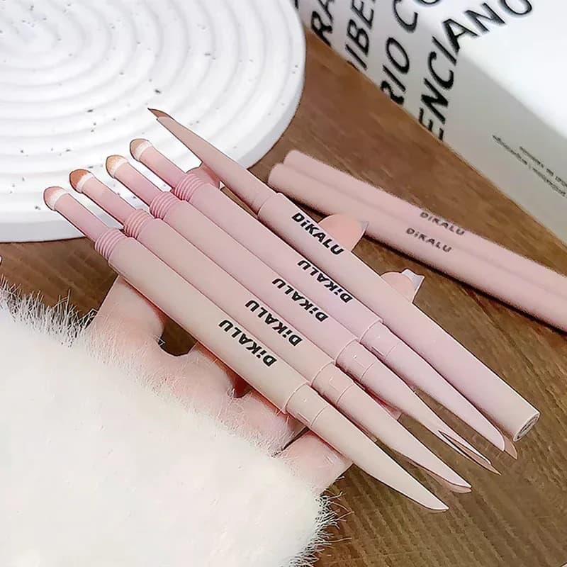 2-in-1 Lying Silkworms Eye Pencil Smudge-Proof Pink Shadow & Shimmer Highlighter Brighten Aegyo Sal Stick Korean Cosmetics