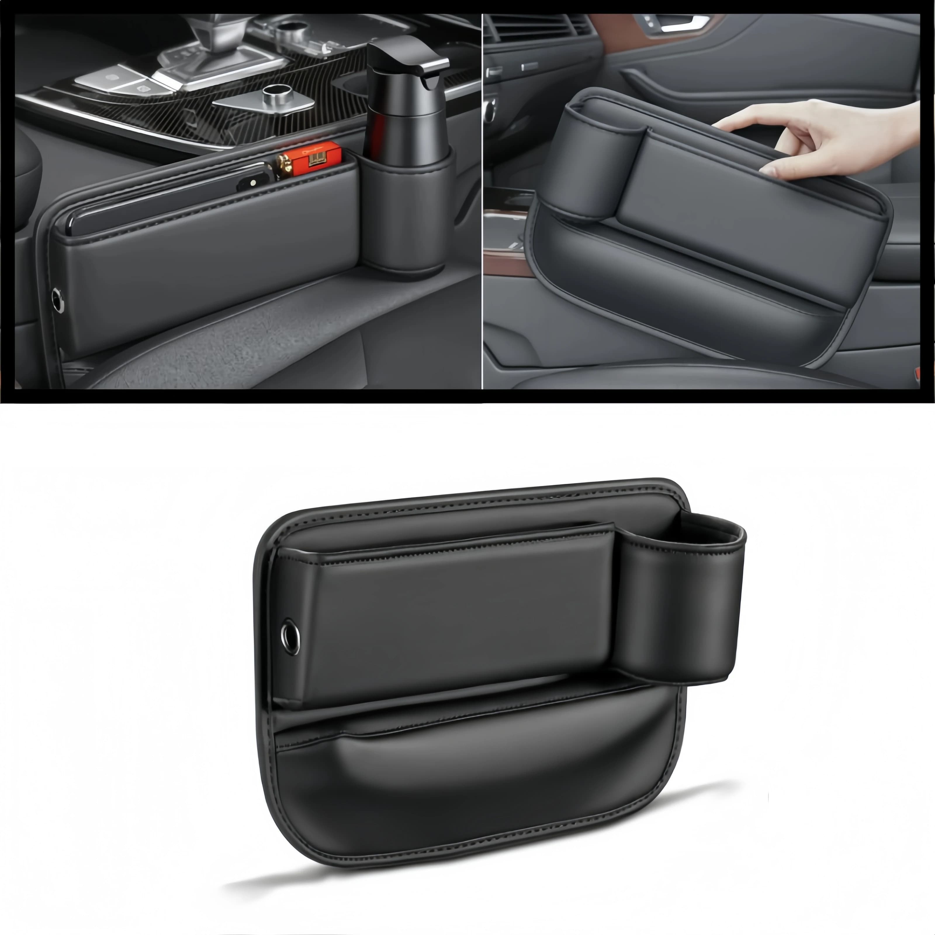 Car Seat Filling Organizer Multifunction Storage Box Pocket Console Leather Slots Cup Keychain for Phone Interior Car