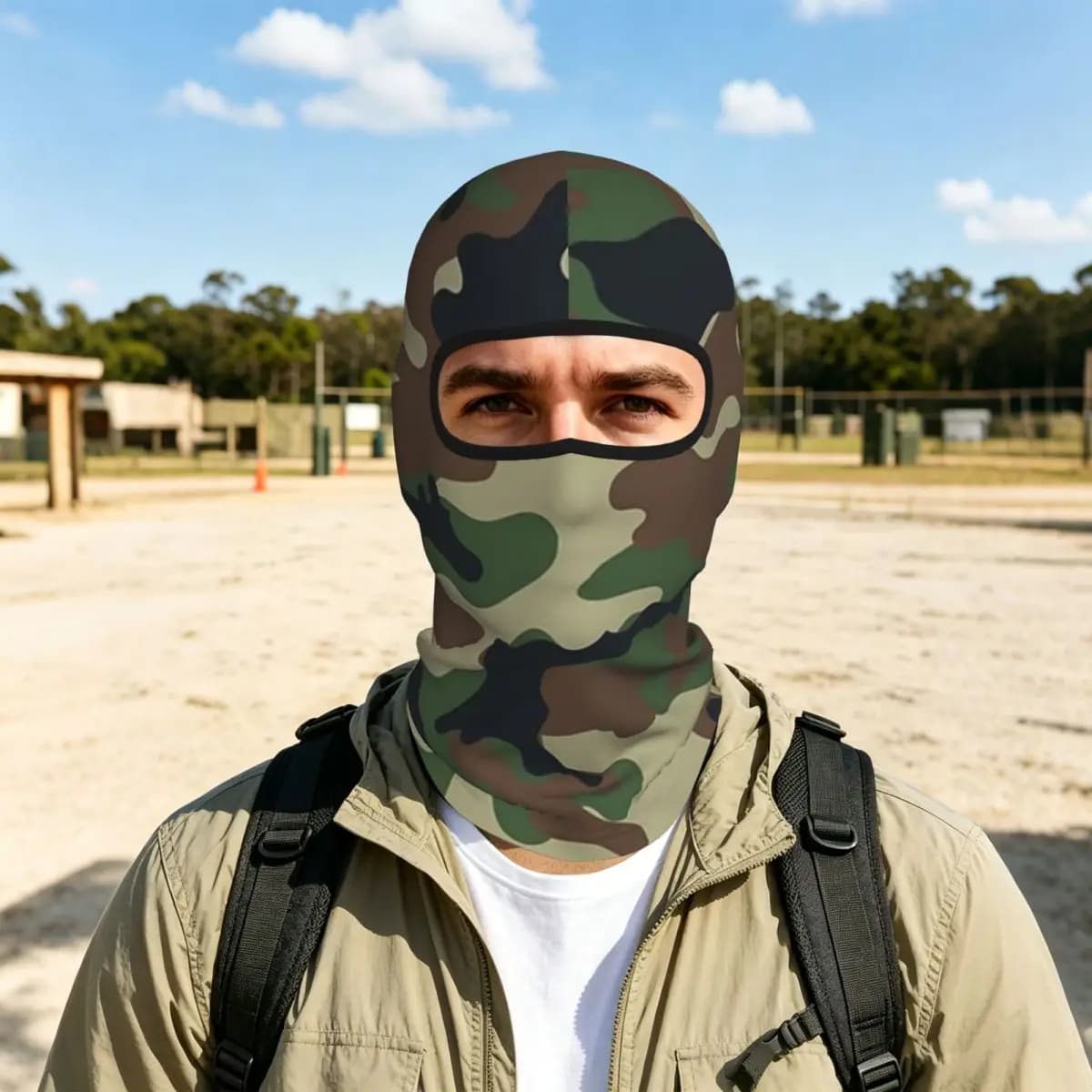 Green Army Camouflage Breathable Thin Balaclava Full Face Mask Sun Protection Neck Gaiter For Motorcycle Cycling Fishing Outdoor