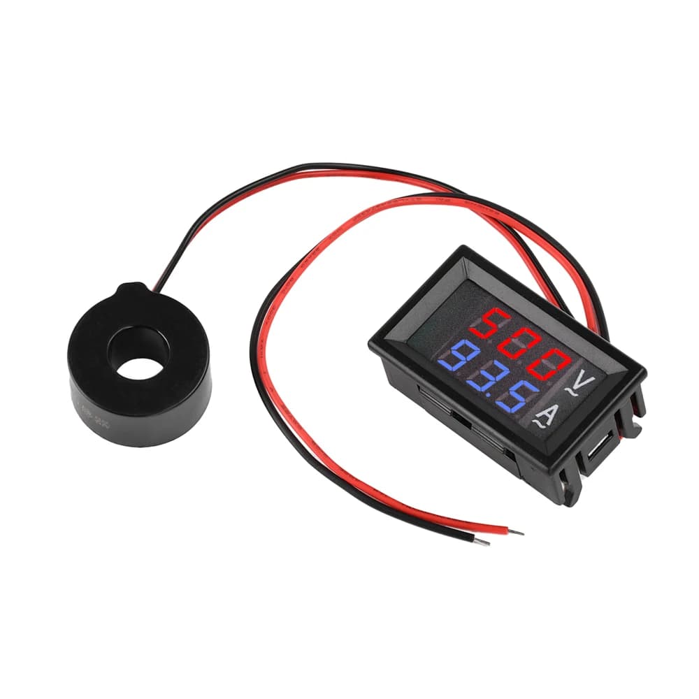 Voltmetro Digitale AC 50-500V Amperometro 10A 50A 100A 220V Tester Rilevatore di Tensione e Corrente con Display LCD da 0,28" e Trasformatore