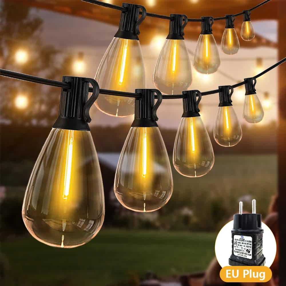 Luci a stringa LED S11 da esterno 30.48/18.29/12.2/9.14/6.1m per giardino, matrimoni, ghirlande natalizie, luci da appendere per cortile