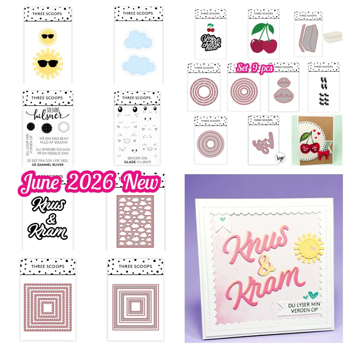 Nuovi Tagliametallo Quadrati con Motivo Sole e Occhiali da Sole, Tre Cucchiaini e Pizzo Interno per Scrapbooking Fai da Te, Calendari e Diari - Edizione Giugno 2026