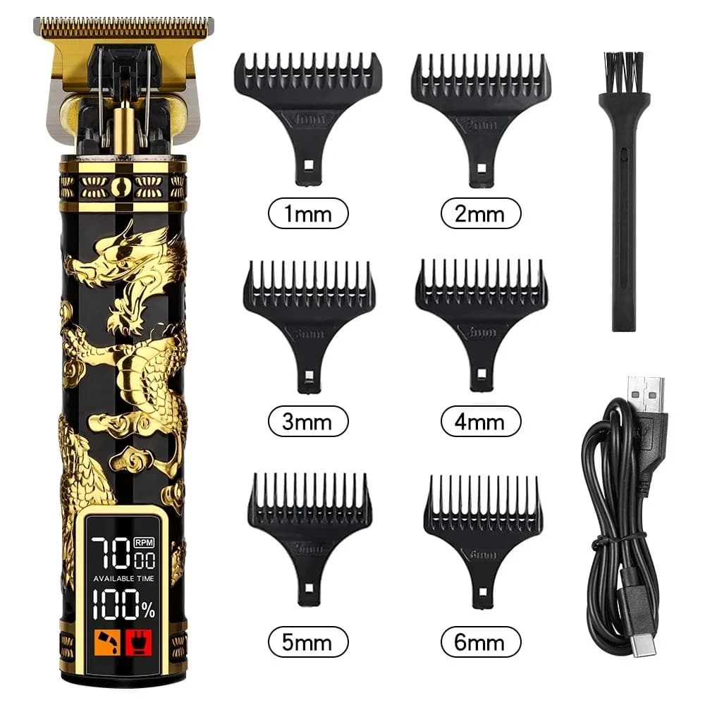 Men's Professional Haircuts Trimmer LCD Display Trimmer With T Blade Zero Gap Trimmer For Men's Wireless Rechargeable G