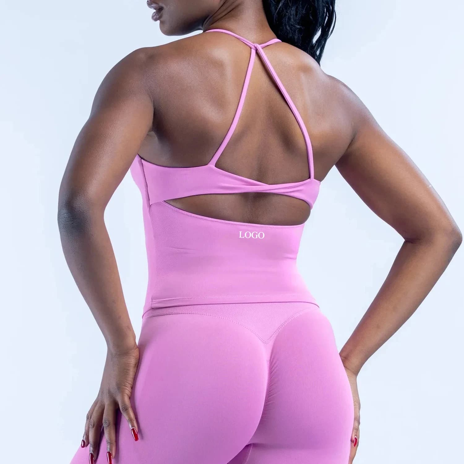 LOGO Women's Cross-Back Yoga Vest Sexy High Elastic Sports Bra Vest Outer Wearing Fitness Workout Top