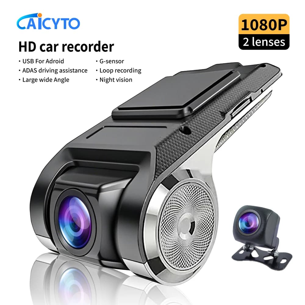 HD Dash Cam Car USB ADAS Special DVR for Android media player double lens video recorder front view reverse