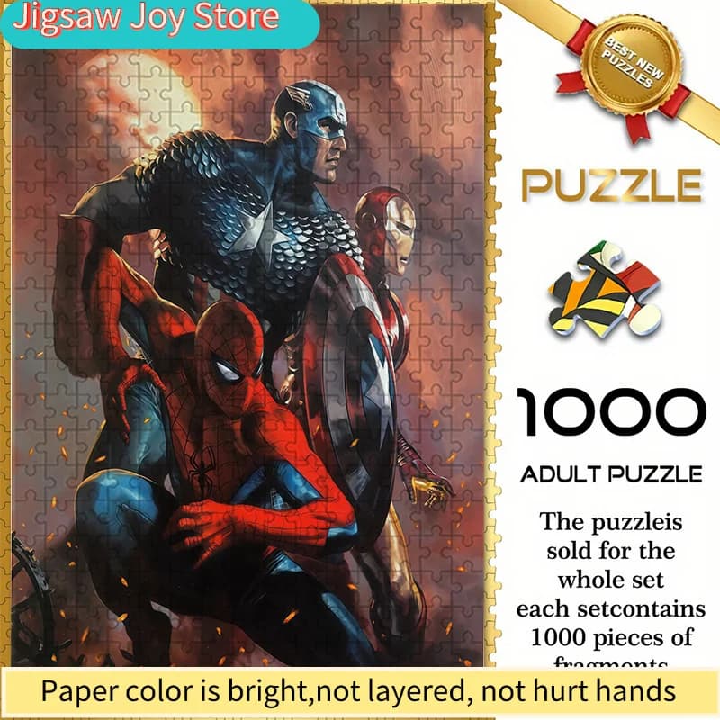 Puzzle Senza Cuciture a Tema Marvel Z10.18-51, Spider-Man, Capitan America e Iron Man Insieme - Resistente e Ispessito DI