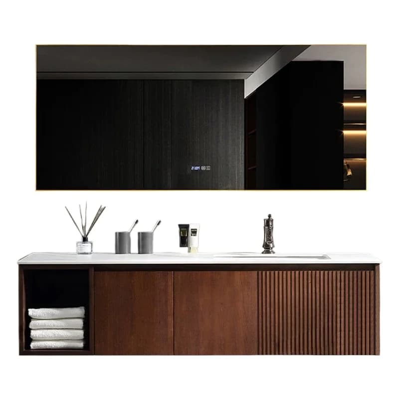 Mobiletto combinato da bagno Vanity in legno Vanity per hotel domestici Lavabo Specchio