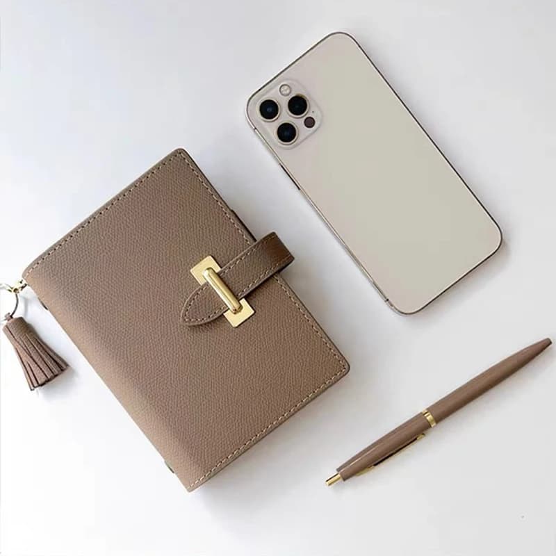 A7 Pu Leather Buckle of metal Pocket Binder Notebook Journal A5 Diary Agenda Planner Notepad Business office meeting Stationery