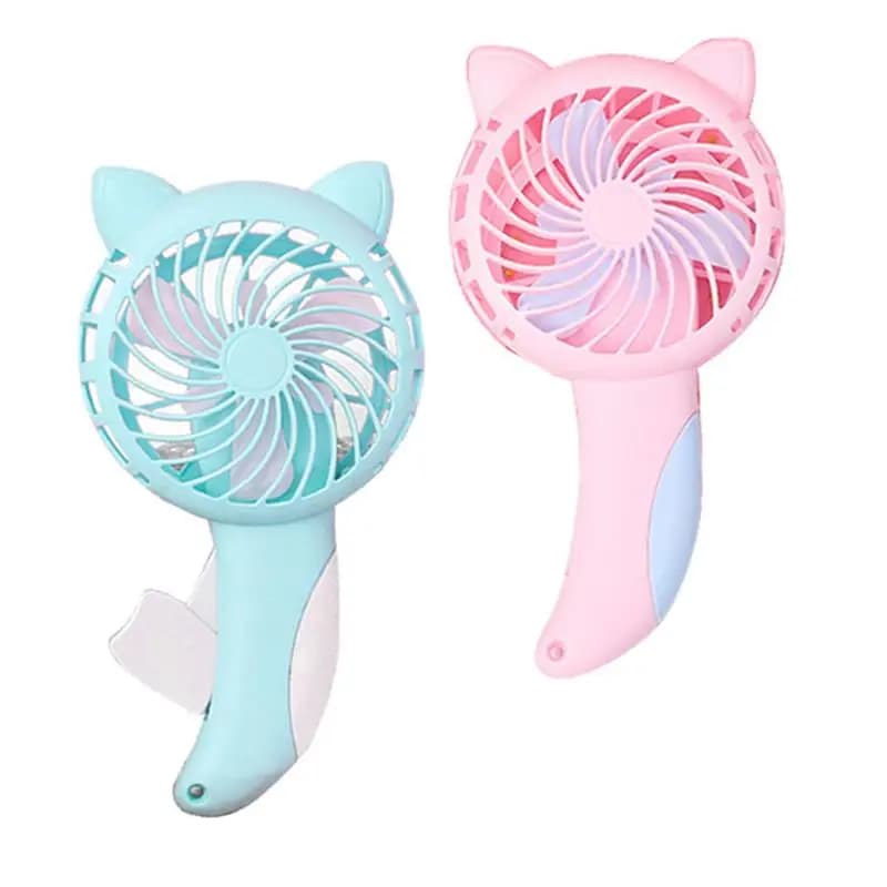 Ventilatore portatile personale con Design a gatto carino con piccola ventola manuale senza ventola per cartoni animati a batteria ventola per classe di raffreddamento ad aria estiva