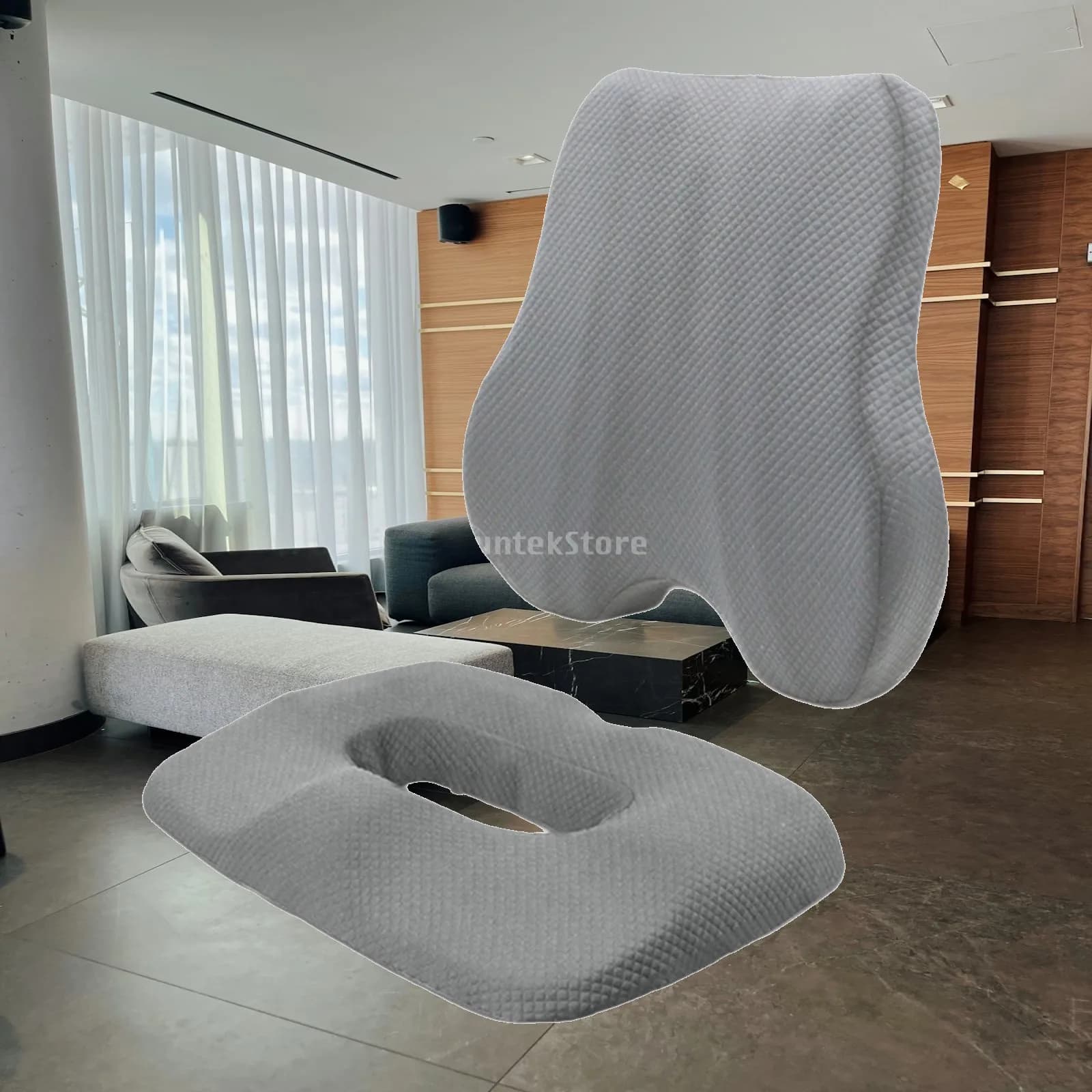 Polyester Fiber Seat Cushion Backrest Pillow Ergonomic Design for Desk Chair Home Office Car