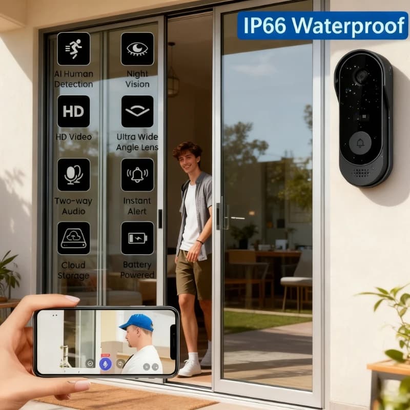 Campanello wireless M9 HD Campanello visivo a bassa potenza Tuya, visione notturna e cambio vocale Sistema di sicurezza domestica intelligente Monitor Smart Life