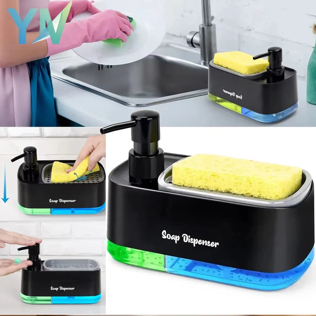 Dispenser Universale Ricaricabile per Sapone e Lozione, Bottiglia con Pompa per Detersivo Piatti, Lavaggio Mani, Organizzatore da Cucina